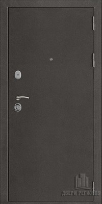 Дверь входная Галеон 2, цвет темное серебро антик, панель - галеон цвет венге
